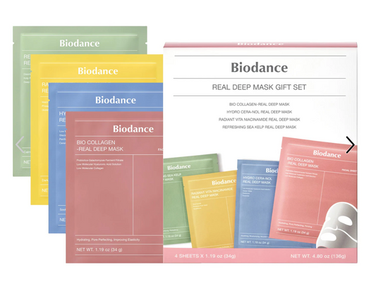 Biodance | Real Deep Mask Gift Set - 4 Masks for Pore Care, Hydration, Calming and Dark Spot Treatment