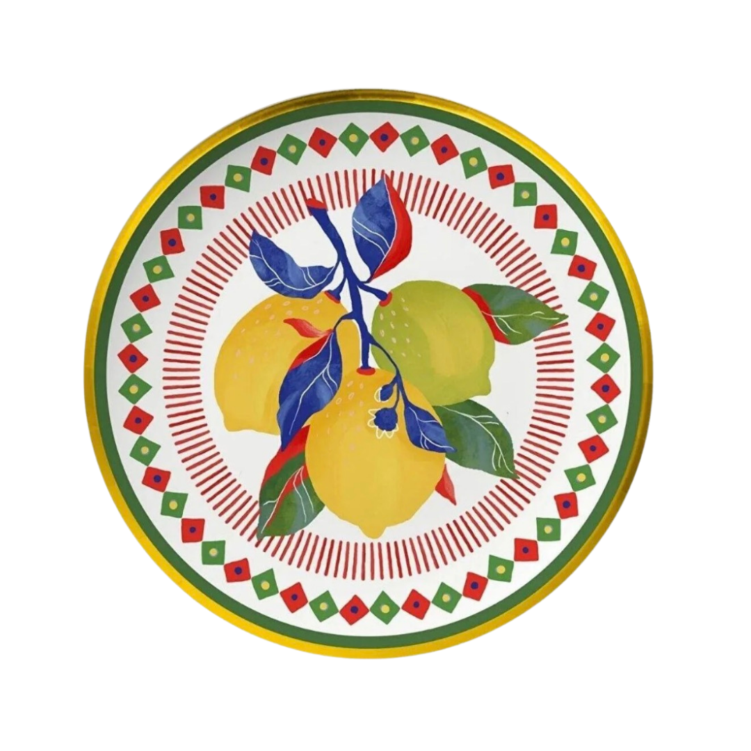 Baci Milano | Dolce Vita Lemon Patterned Serving Plate 16 cm