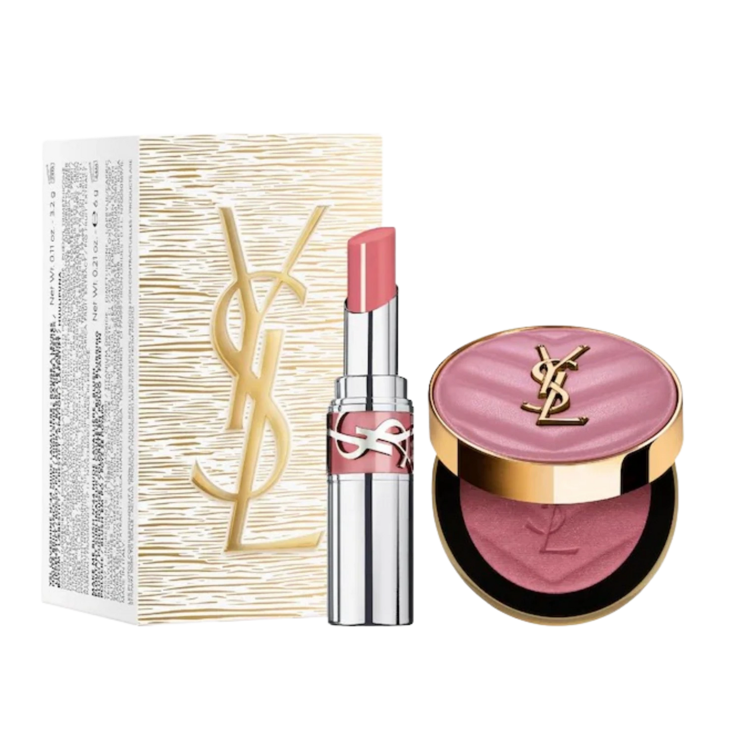YSL ICONIC PINK MAKE ME BLUSH & LOVESHINE LIP OIL STICK SET