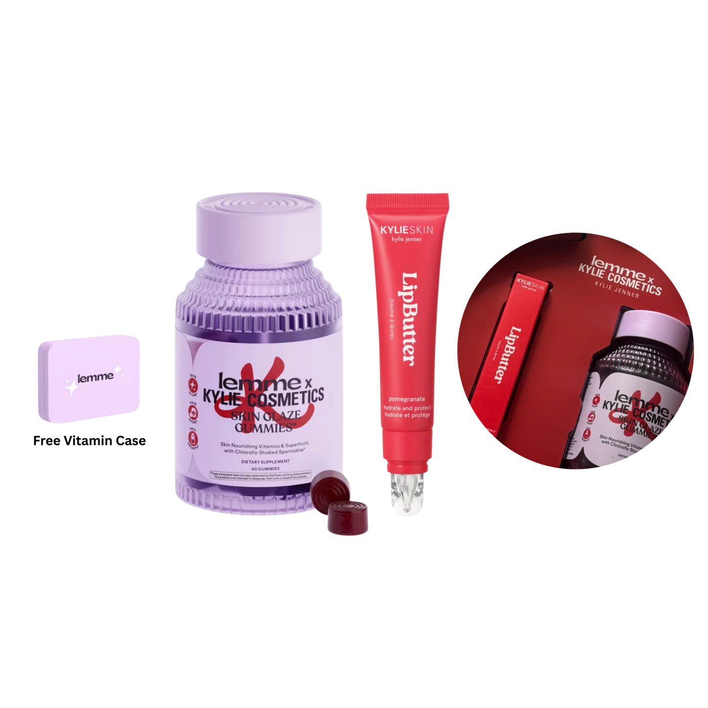 Lemme x Kylie Cosmetics: Skin Glaze Gummies + Pomegranate Lip Butter