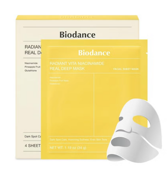 Biodance | Vitamin C Deep Mask, Antioxidant, Brightens Skin Tone, Helps Skin Become Tender and Bright, 4 Sheets