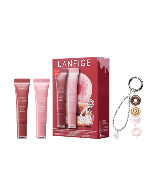 LANEIGE GLAZE CRAZE DONUT DELIGHT HYDRATING TINTED LIP SERUM DUO + FREE KEYCHAIN