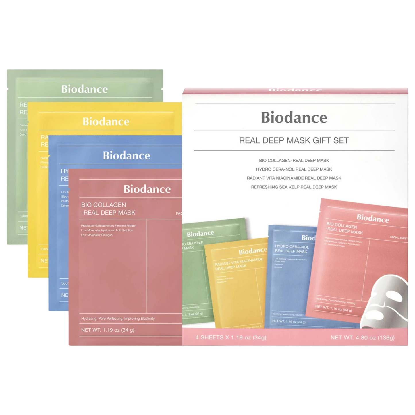 Real Deep Mask Gift Set - 4 Masks for Pore Care, Hydration, Calming and Dark Spot Treatment